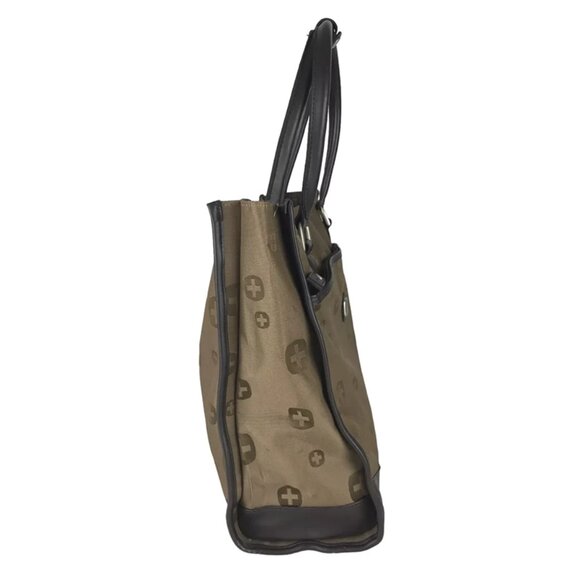 Swissgear Womens Brown/Beige Outer Zipper Pocket Double Handles Tote‎ Bag - Picture 4 of 9